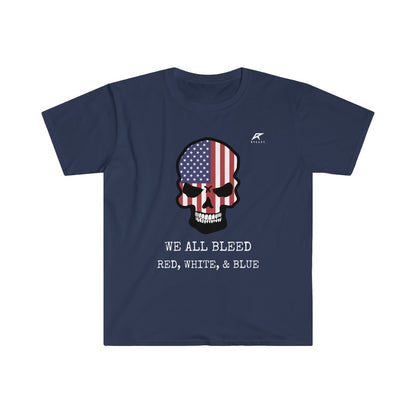 WE ALL BLEED RED, WHITE, AND BLUE Unisex Softstyle T-Shirt